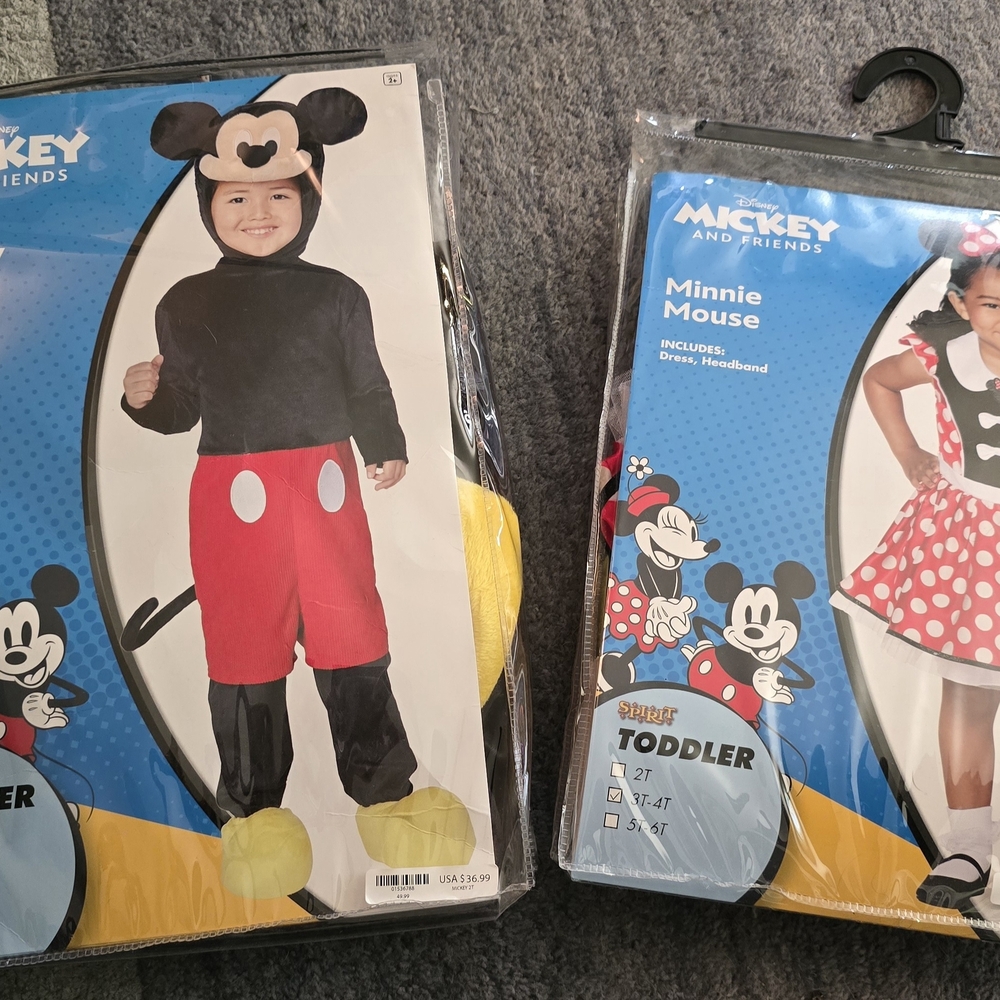 Mickey & Minnie Mouse Toddler Costume 2T-3T SET! NEW!!